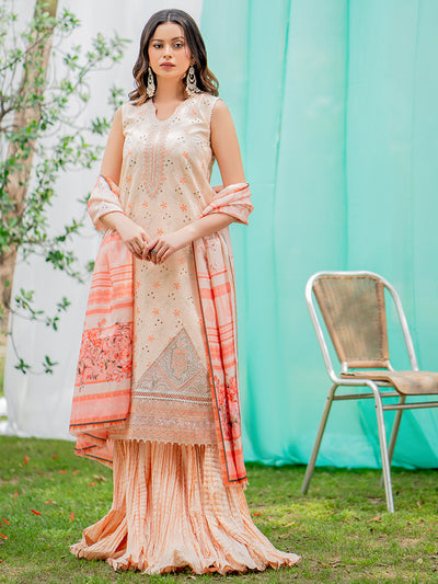 Bin Ilyas 3 Piece Unstitched Embroidered Lawn Suit - Article-1807-A