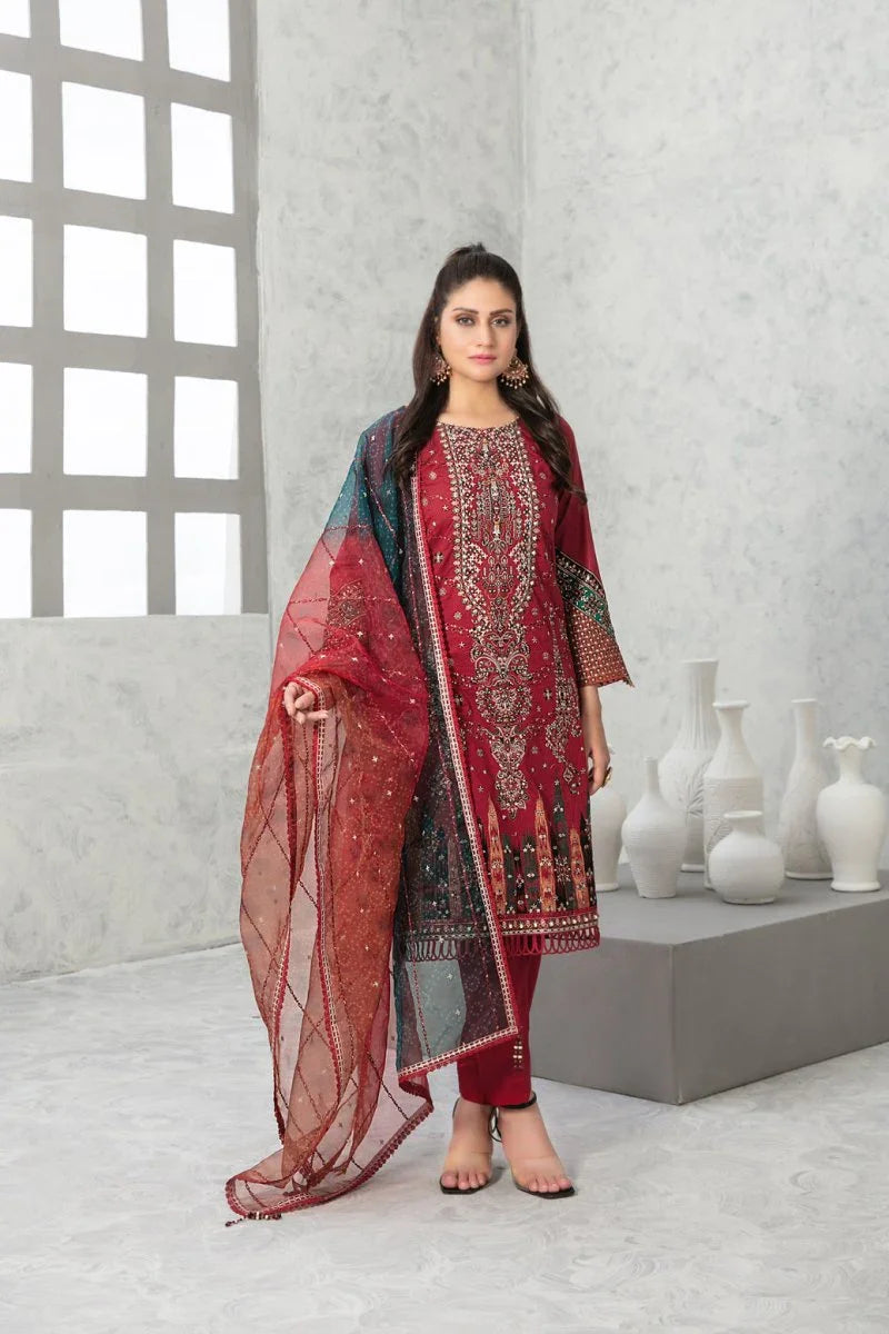 3 Piece Stitched  Lawn suit  By Tawakkal Fabrics