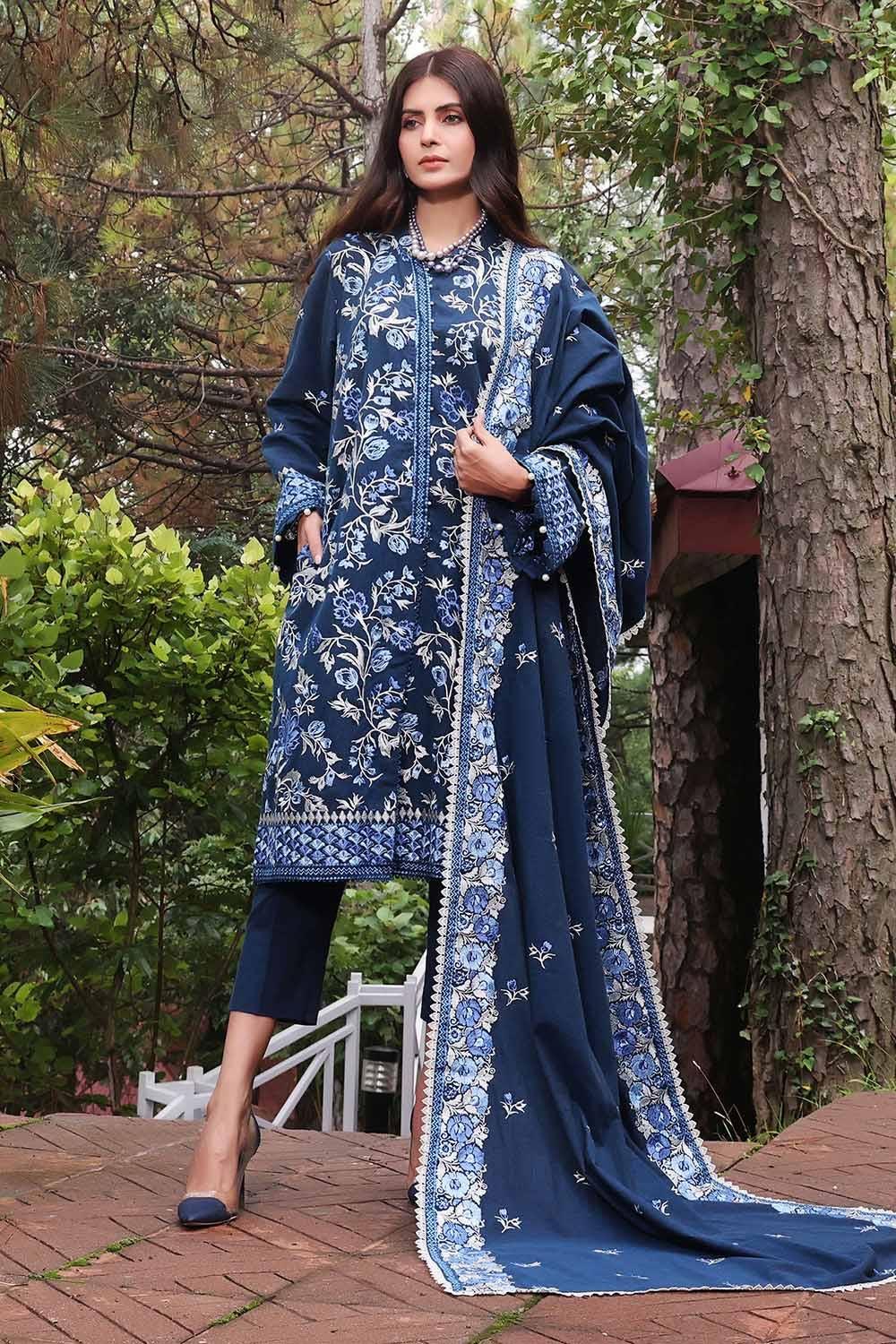 gul ahmed blue dress Gul Ahmed DN-32052 Summer Lawn – Sara Clothes main image 1