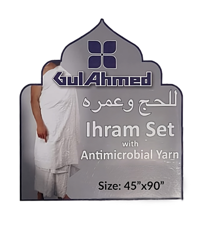 Gul Ahmed 2 Piece Islamic Antimicrobial Yarn Ihram Set for Hajj & Umrah
