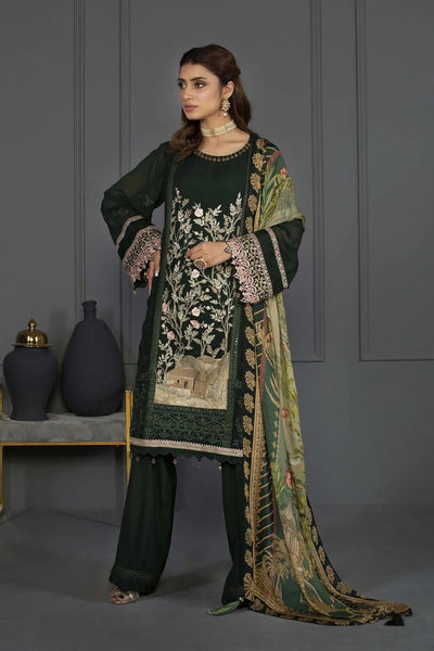 Sapphire 3 Piece Unstitched Embroidered Emerald Green - V4