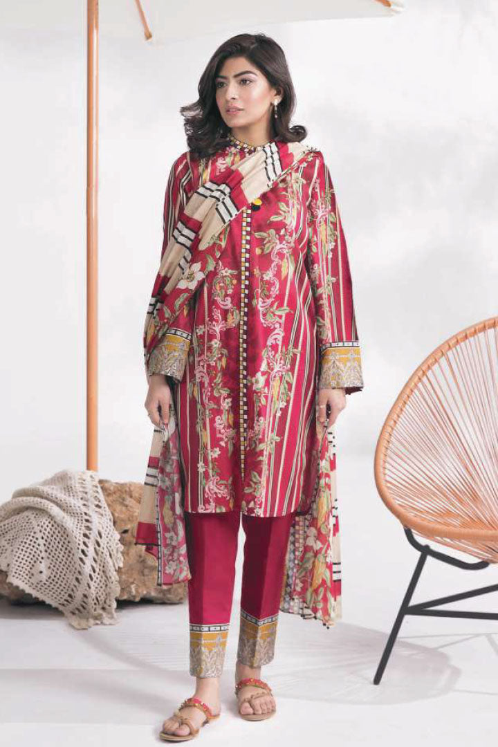 Sapphire 3 Piece Stitched Printed Lawn Suit - SSD-10