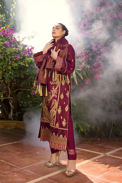 Rang Rasiya 3 Piece Stitched Embroidered Dobby Linen Suit D-06 FREESIAH