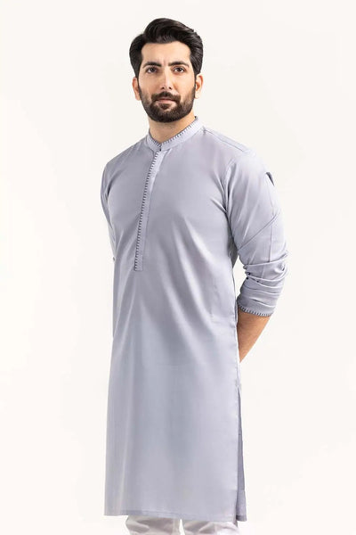 Gul Ahmed Ready to Wear Grey Semi Fashion Kurta - KE-1459