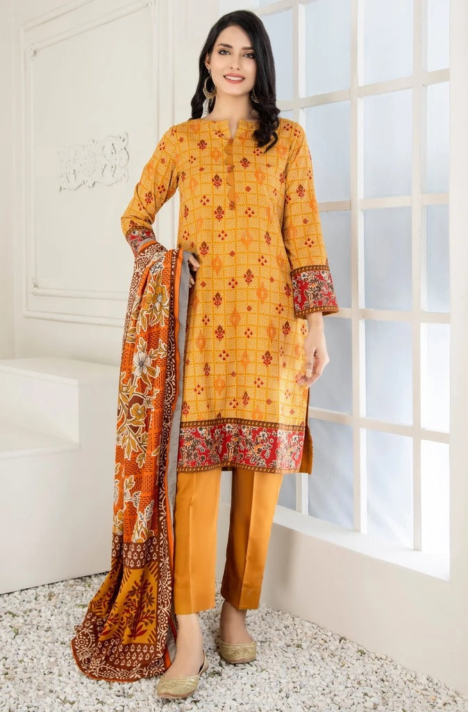 Lakhany 3 Piece Unstitched Printed Wash & Wear wrinkle free Suit SAF-622-B