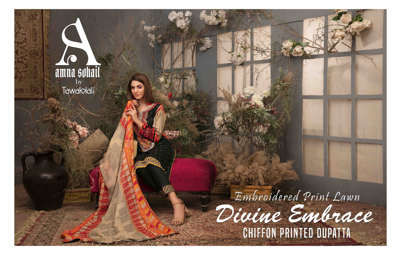 Aamna Suhail by Tawakkal Embroidered Print Lawn Divine Embrace Collection 2021