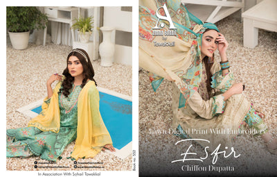 Amna Sohail By Tawakkal Fabrics Esfir Lawn Collection 2021