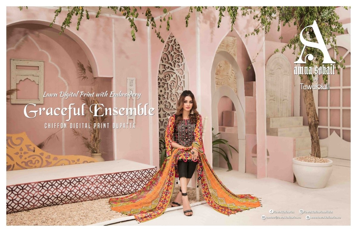 Amna Sohail By Tawakkal Fabrics Graceful Ensemble Collection 2021 - Stylealouduk