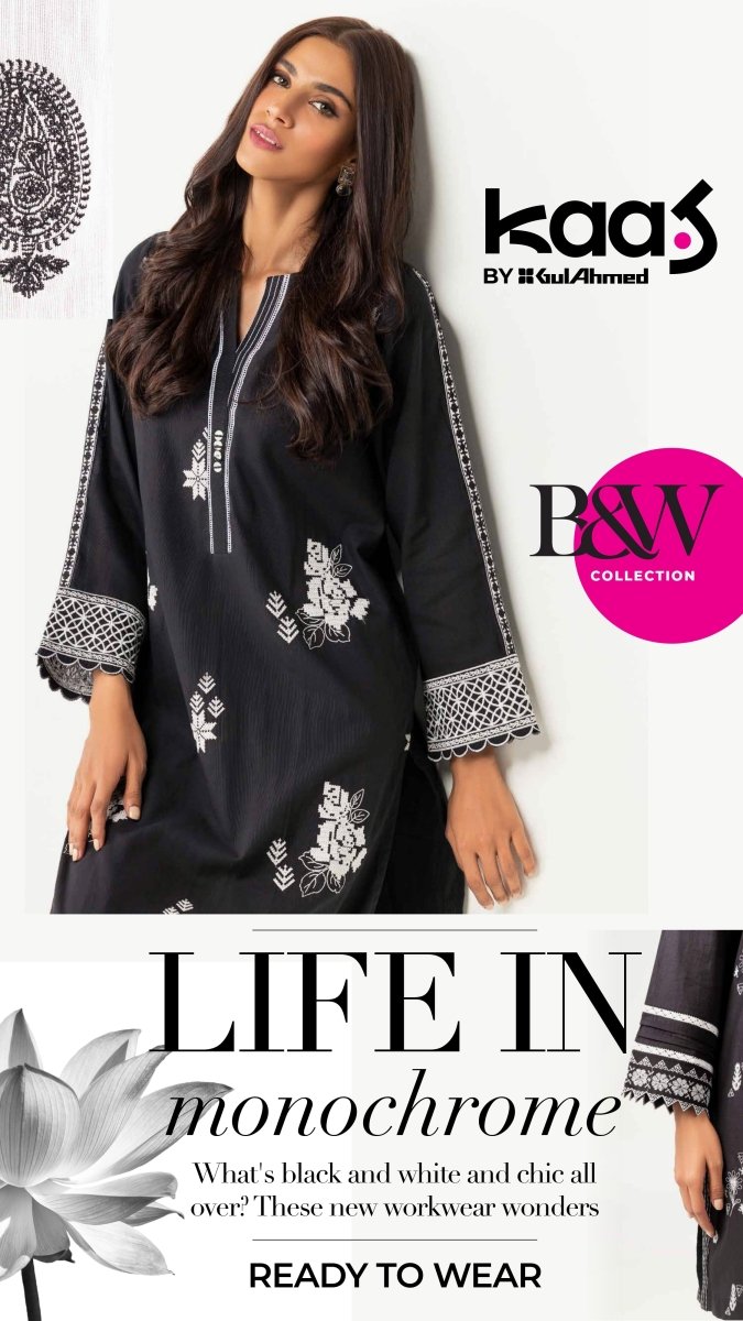 Gul Ahmed Black and White Kaaj Collection 2021 - Stylealouduk