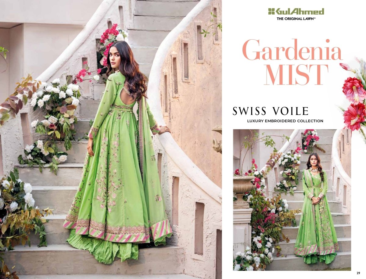 Gul Ahmed Gardenia Mist Swiss voile Luxury Embroidered Collection 2021 - Stylealouduk