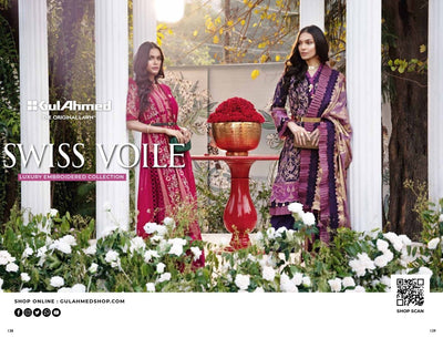 Gul Ahmed Swiss Voile Luxury Embroidered Collection 2021 - Stylealouduk
