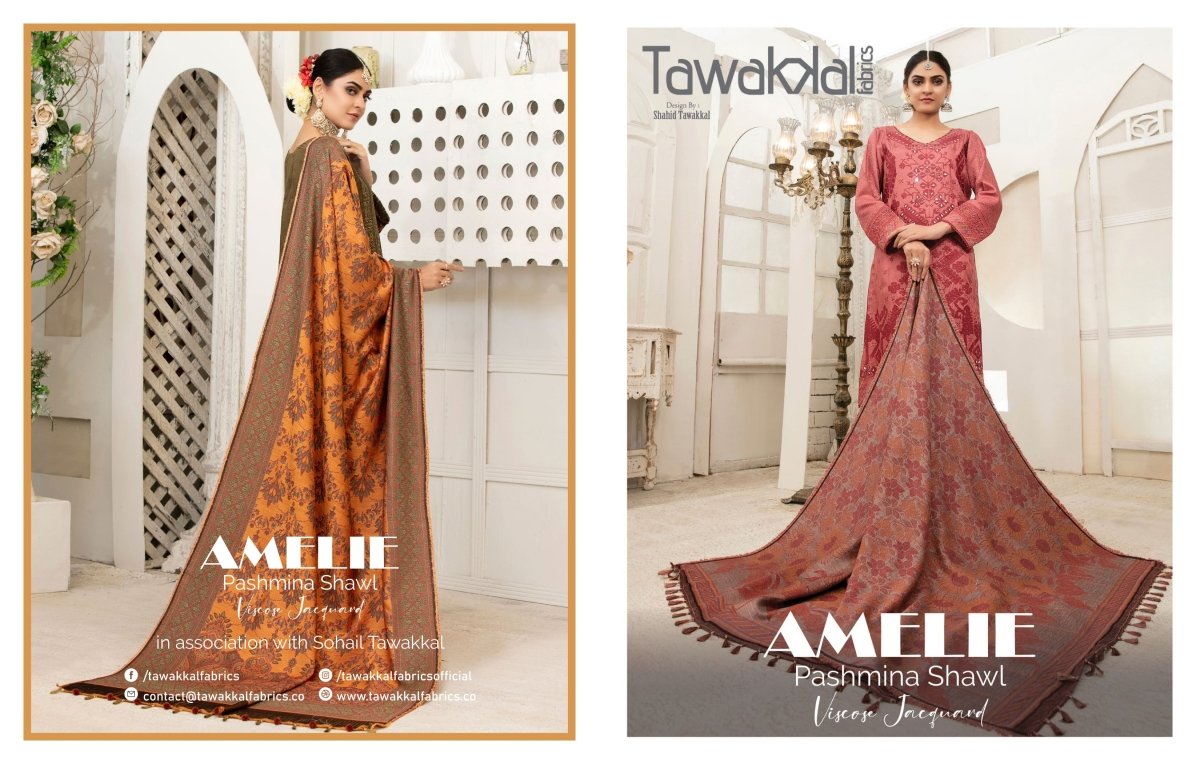 Tawakkal Fabrics Amelie Pashmina Shawl Viscose Jacquard Collection 2021 - Stylealouduk