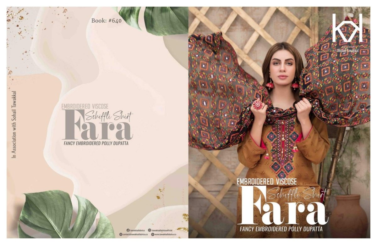 Tawakkal Fabrics Fara Embroidered Viscose Collection 2021 - Stylealouduk