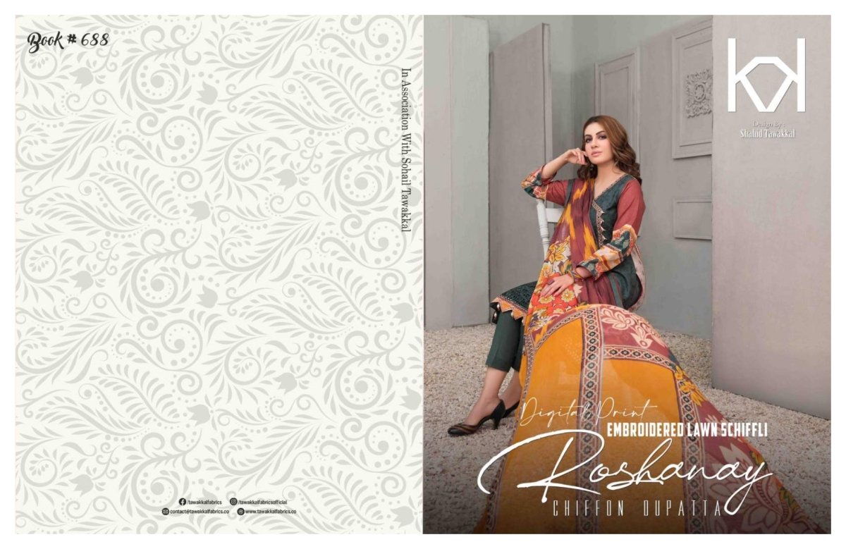 Tawakkal Fabrics Roshany Lawn Collection 2022 - Stylealouduk