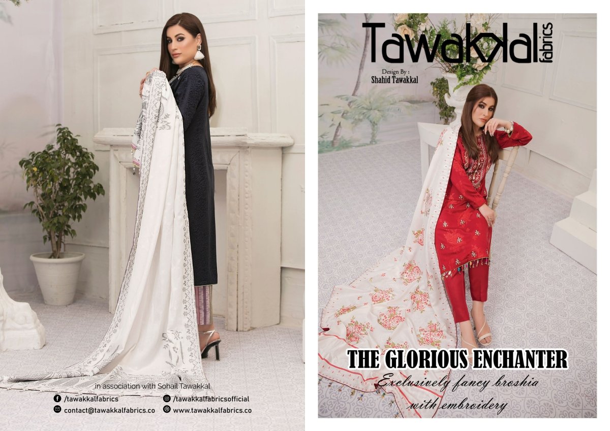 Tawakkal Fabrics The Glorious Enchanter Exclusively Fancy Broshia with Embroidery Collection 2021 - Stylealouduk
