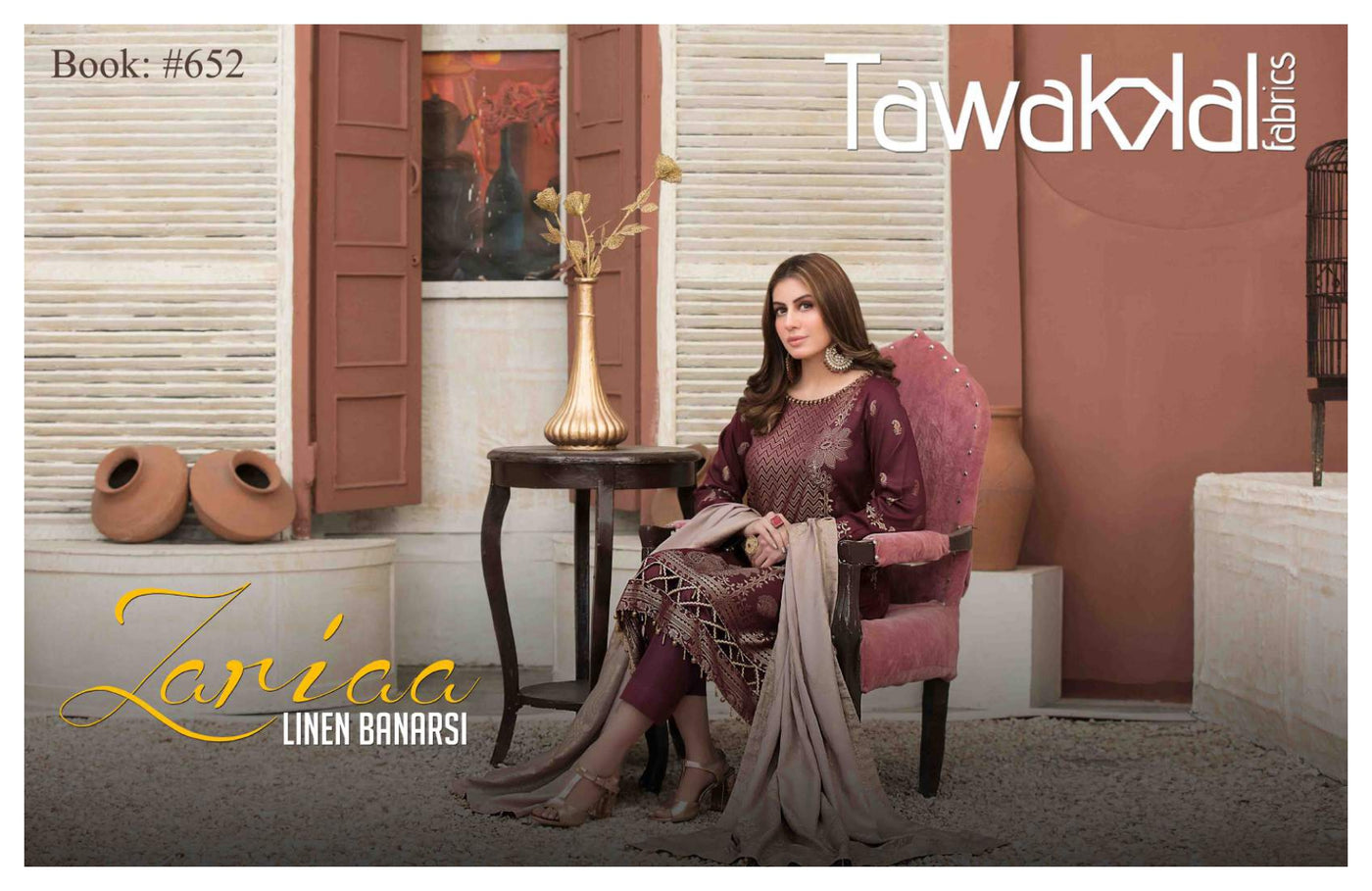 Tawakkal Fabrics Zariaa Linen Banarsi Collection 2021