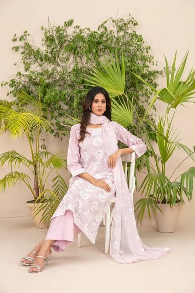 Tawakkal Fabrics 3 Piece Stitched Fancy Embroidered Schiffli Lawn Suit - D-2205