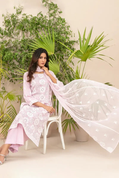 Tawakkal Fabrics 3 Piece Stitched Fancy Embroidered Schiffli Lawn Suit - D-2205