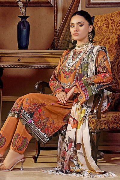 Jade Classic Revitalized by Firdous Lawn 3 Piece Unstitched Air Jet Linen Suit - D-19895