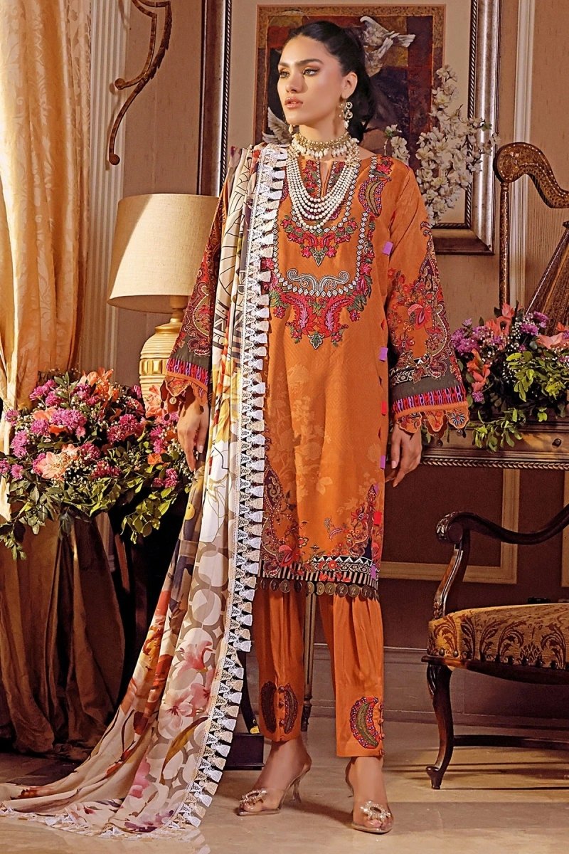 Jade Classic Revitalized by Firdous Lawn 3 Piece Unstitched Air Jet Linen Suit - D-19895