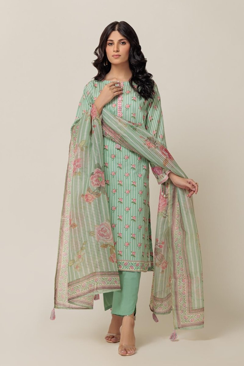 Ready To Wear Bonanza 3 Piece Digital Printed Lawn Suit - 1S24P3P041-L-GREEN