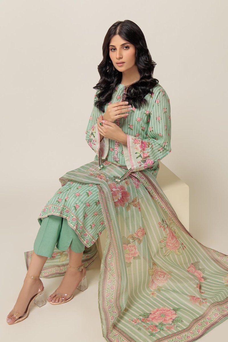 Ready To Wear Bonanza 3 Piece Digital Printed Lawn Suit - 1S24P3P041-L-GREEN