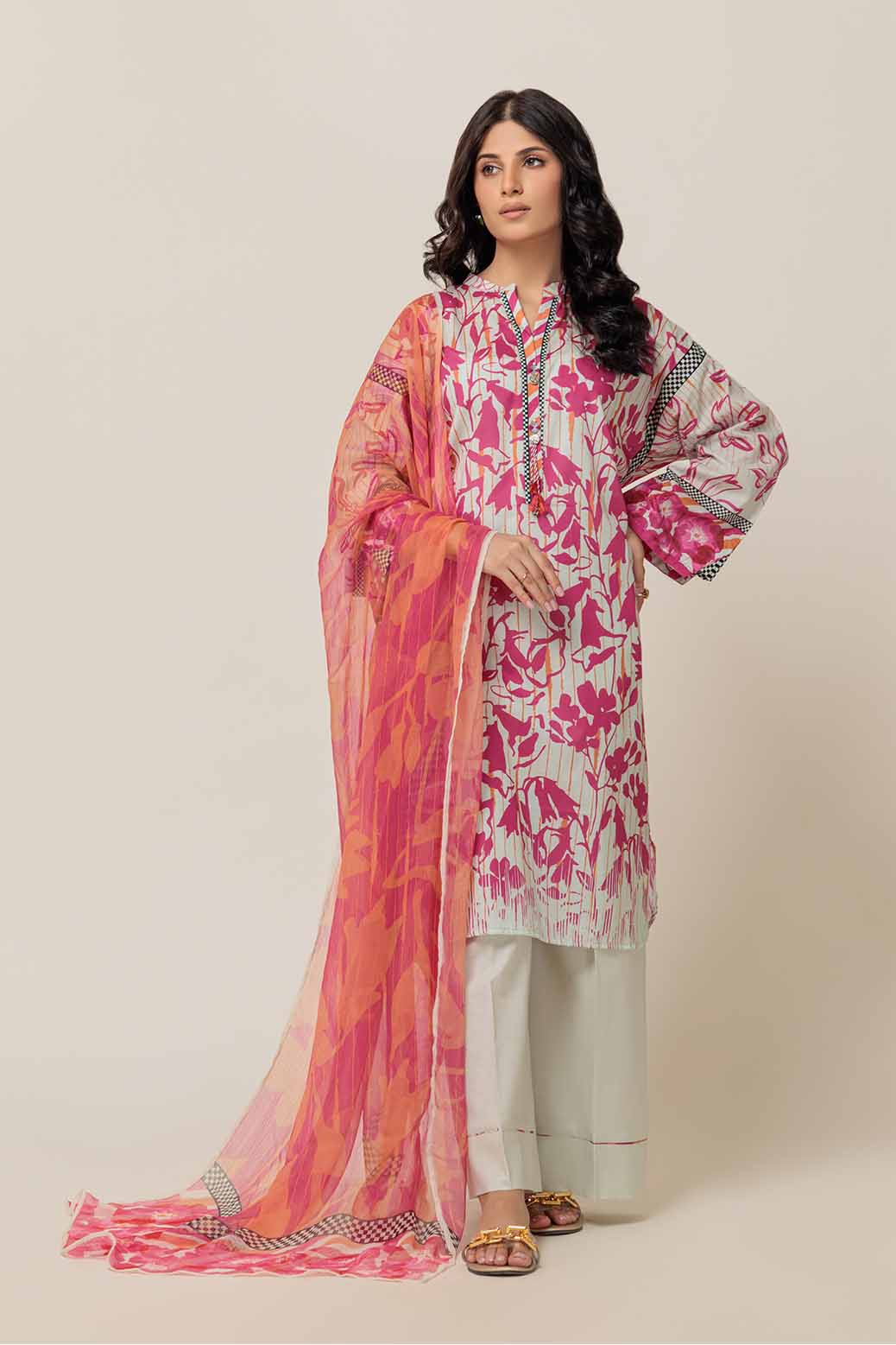 Ready To Wear Bonanza 3 Piece Digital Printed Lawn Suit - 1S24P3P160-FUCHSIA