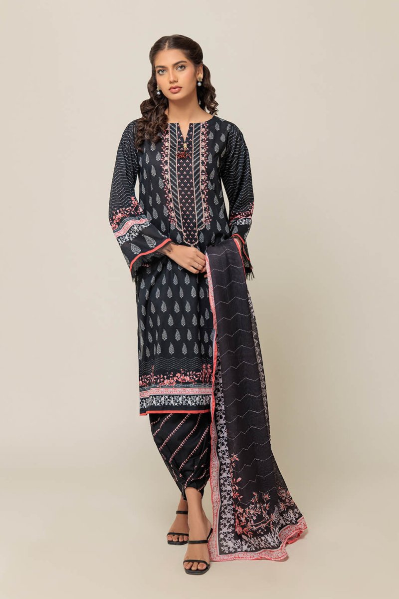 Ready To Wear Bonanza 3 Piece Digital Printed Lawn Suit - 1S24P3P175-BLACK