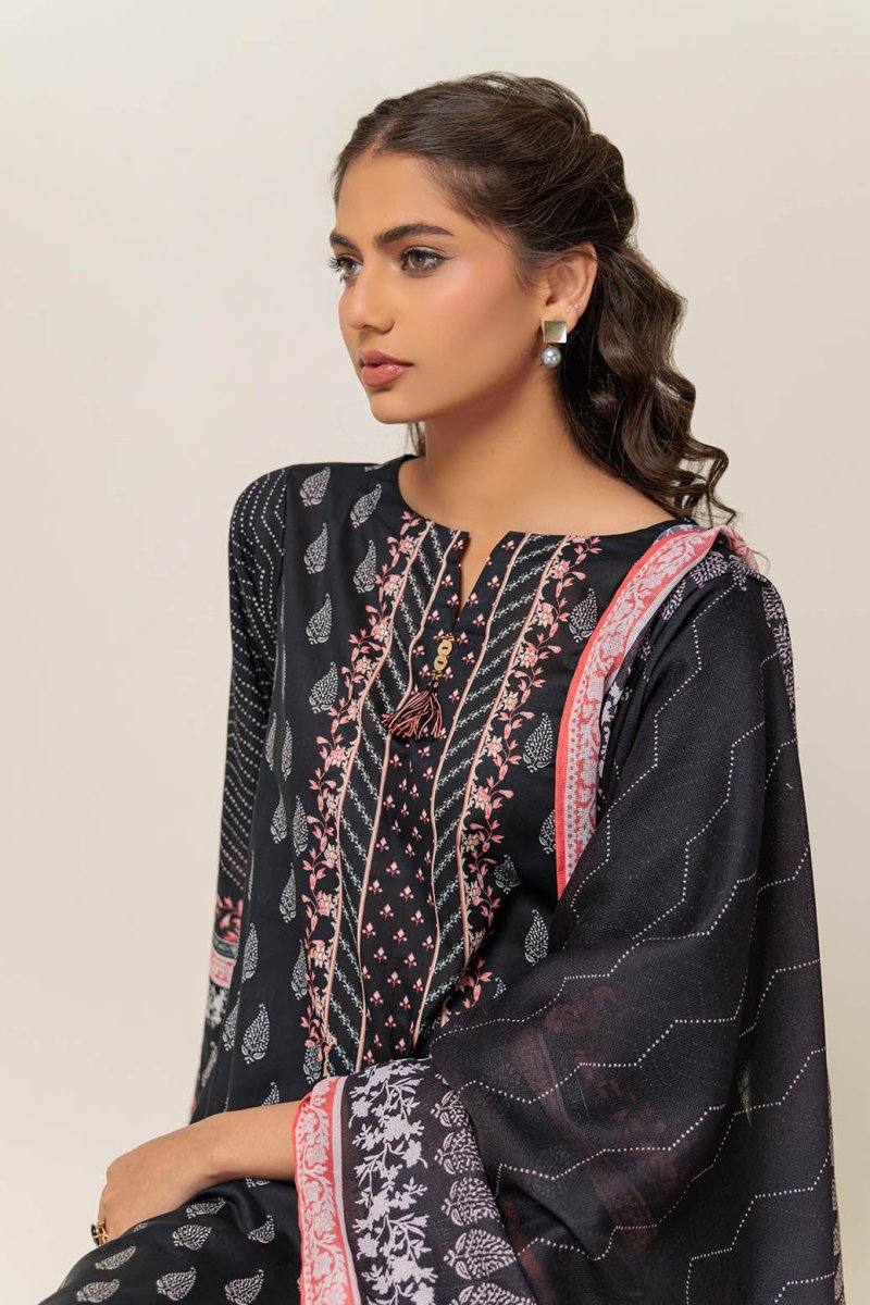 Ready To Wear Bonanza 3 Piece Digital Printed Lawn Suit - 1S24P3P175-BLACK