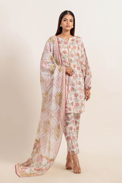 Ready To Wear Bonanza 3 Piece Digital Printed Lawn Suit - 1S24P3P409-Coral Bloom