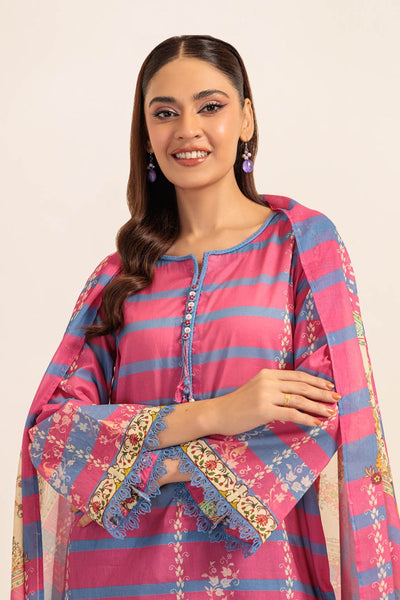 Ready To Wear Bonanza 3 Piece Digital Printed Lawn Suit - 1S24P3P568-Barberry