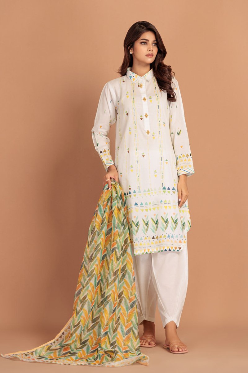 Ready To Wear Bonanza 3 Piece Digital Printed Lawn Suit - 1S24P3P586-WHITE