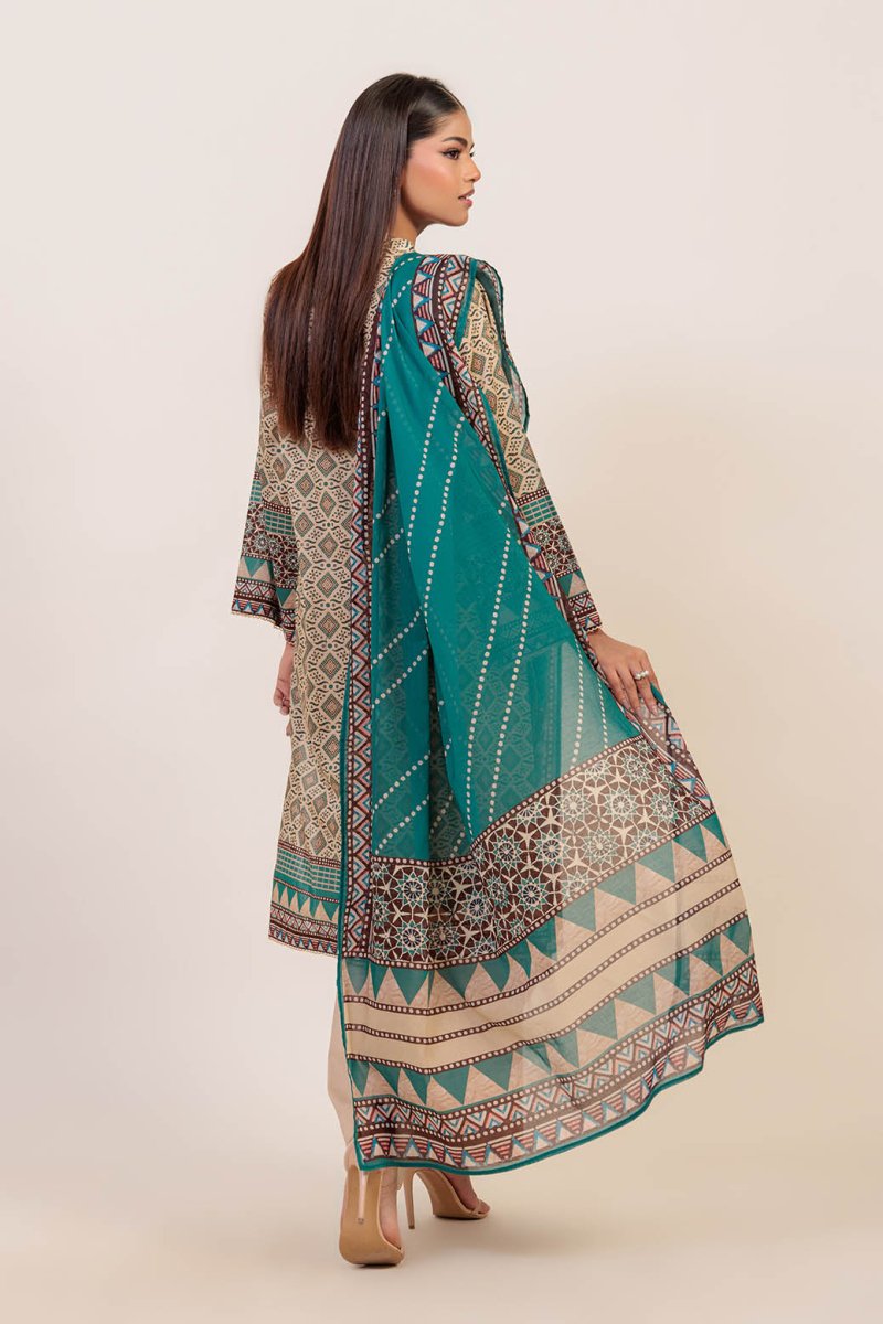 Ready To Wear Bonanza 3 Piece Digital Printed Lawn Suit - 1S24P3P815-Sand Block
