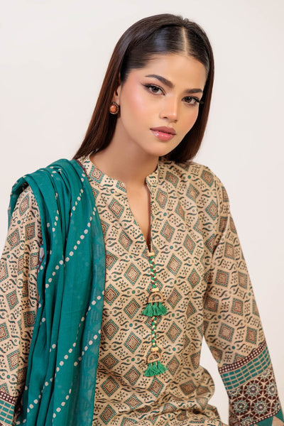 Ready To Wear Bonanza 3 Piece Digital Printed Lawn Suit - 1S24P3P815-Sand Block