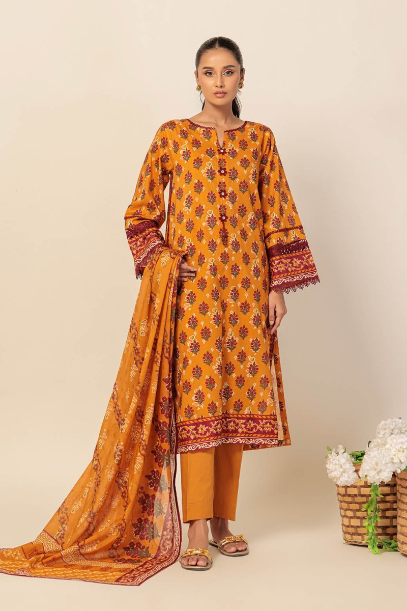 Ready To Wear Bonanza 3 Piece Digital Printed Lawn Suit - 1S24P3P840-AUTUMN MAPLE