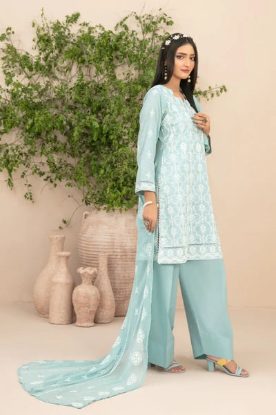 Tawakkal Fabrics 3 Piece Stitched Fancy Embroidered Schiffli Lawn Suit - D-2204