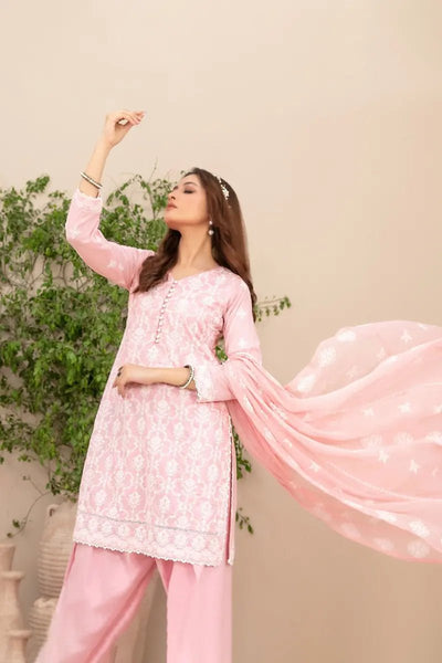 Tawakkal Fabrics 3 Piece Stitched Fancy Embroidered Schiffli Lawn Suit - D-2207