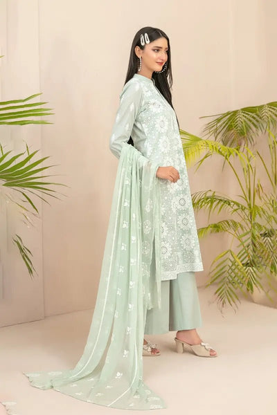 Tawakkal Fabrics 3 Piece Stitched Fancy Embroidered Schiffli Lawn Suit - D-2208