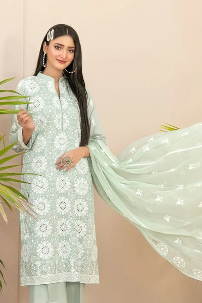 Tawakkal Fabrics 3 Piece Stitched Fancy Embroidered Schiffli Lawn Suit - D-2208