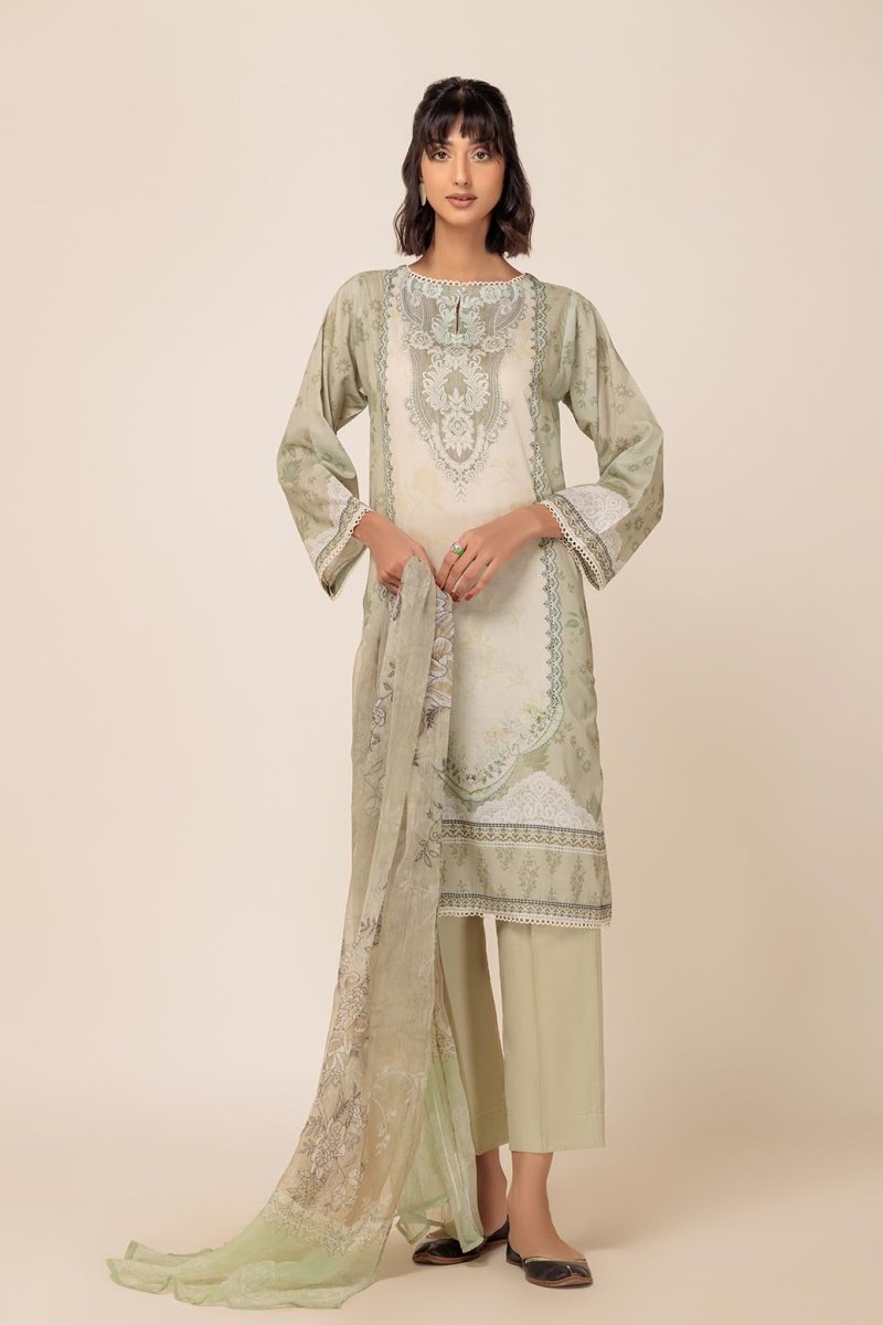 Ready To Wear Bonanza 3 Piece Digital Printed Lawn Suit - 2S24P3P300-Mint Flora