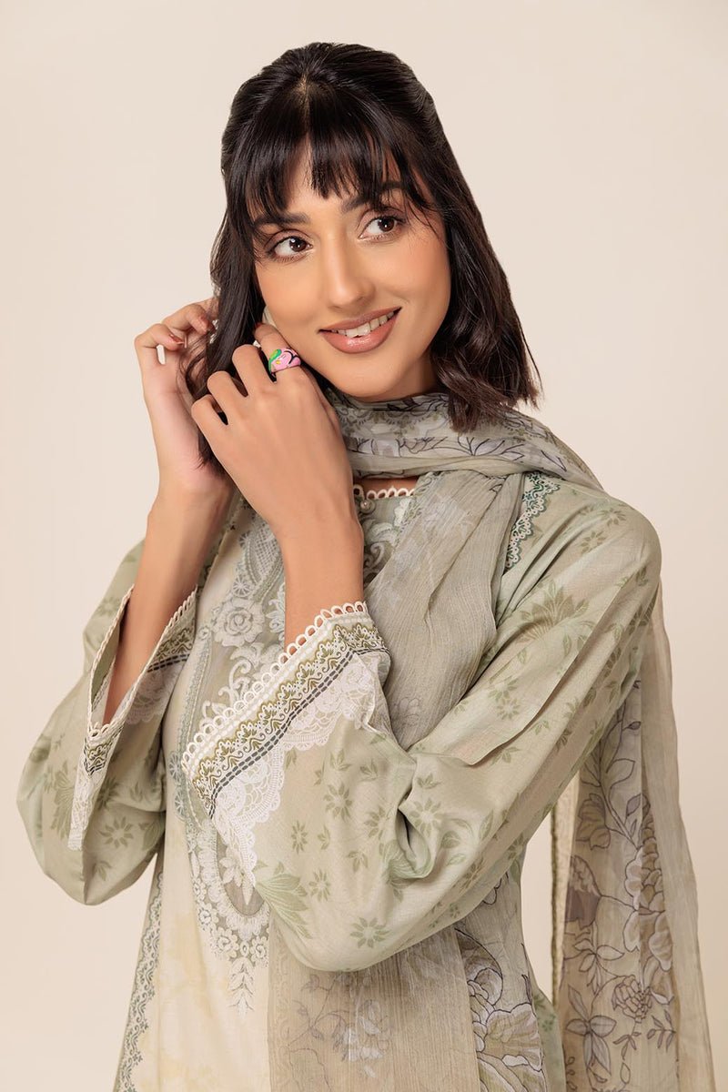 Ready To Wear Bonanza 3 Piece Digital Printed Lawn Suit - 2S24P3P300-Mint Flora