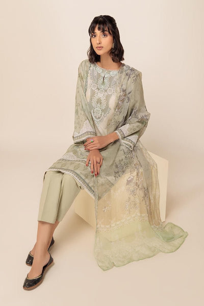 Ready To Wear Bonanza 3 Piece Digital Printed Lawn Suit - 2S24P3P300-Mint Flora