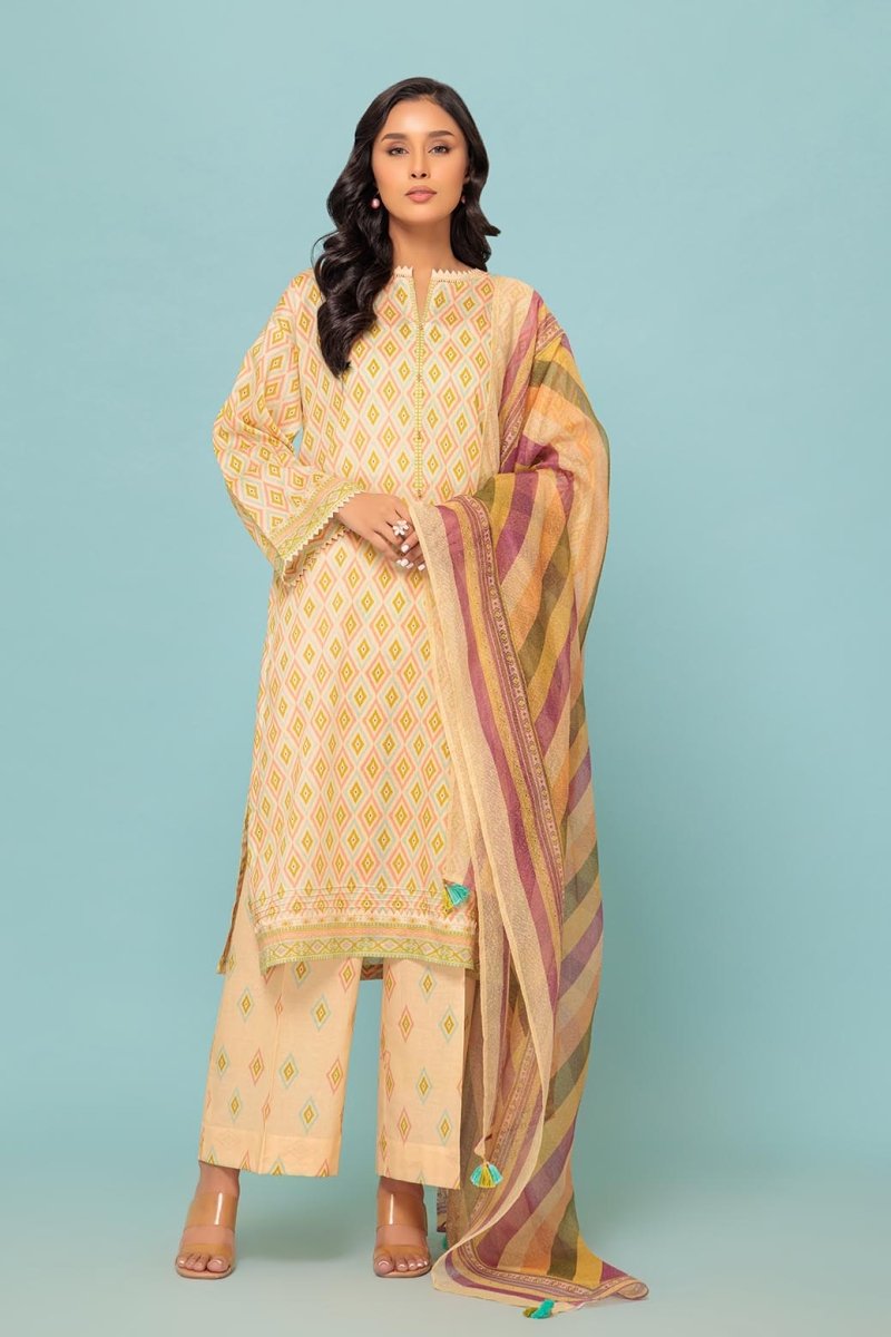 Ready To Wear Bonanza 3 Piece Digital Printed Lawn Suit - 2S24P3P313-Geometric Tribe