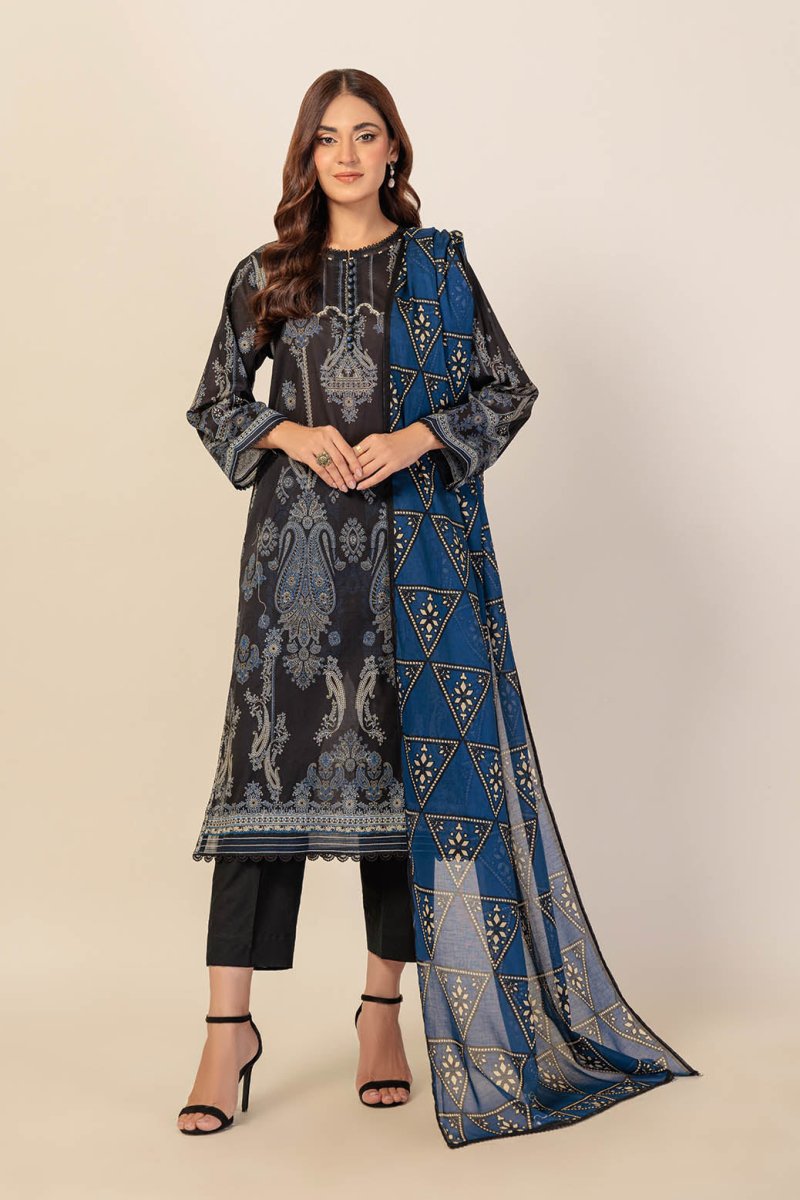 Ready To Wear Bonanza 3 Piece Digital Printed Lawn Suit - 2S24P3P495-BLACK