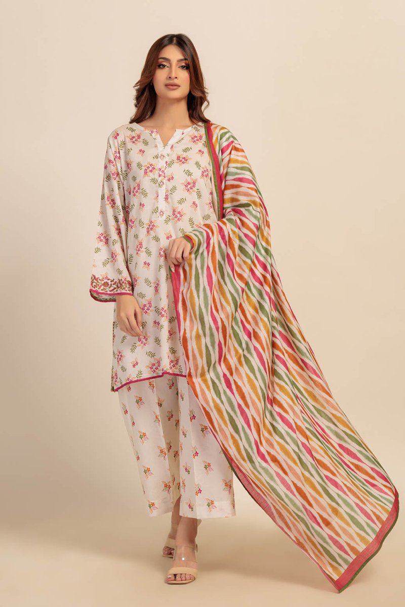 Ready To Wear Bonanza 3 Piece Digital Printed Lawn Suit - 2S24P3P904-O-WHITE