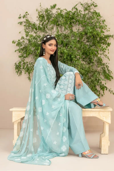 Tawakkal Fabrics 3 Piece Stitched Fancy Embroidered Schiffli Lawn Suit - D-2204