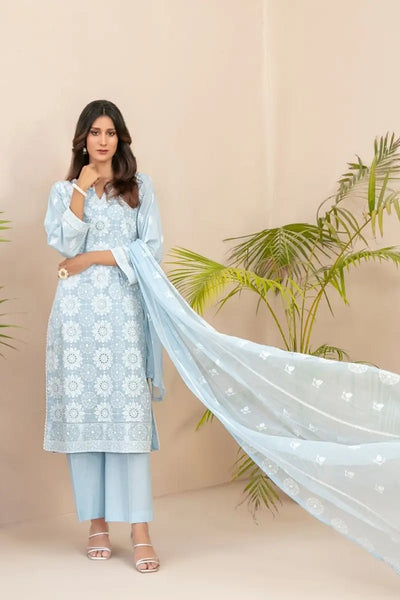 Tawakkal Fabrics 3 Piece Stitched Fancy Embroidered Schiffli Lawn Suit - D-2210