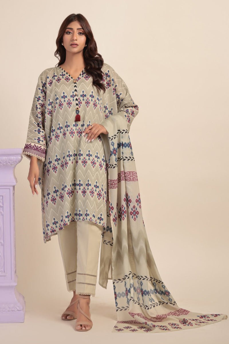 Ready To Wear Bonanza 3 Piece Digital Printed Lawn Suit - 6S24U3P234-ETHNIC HUES