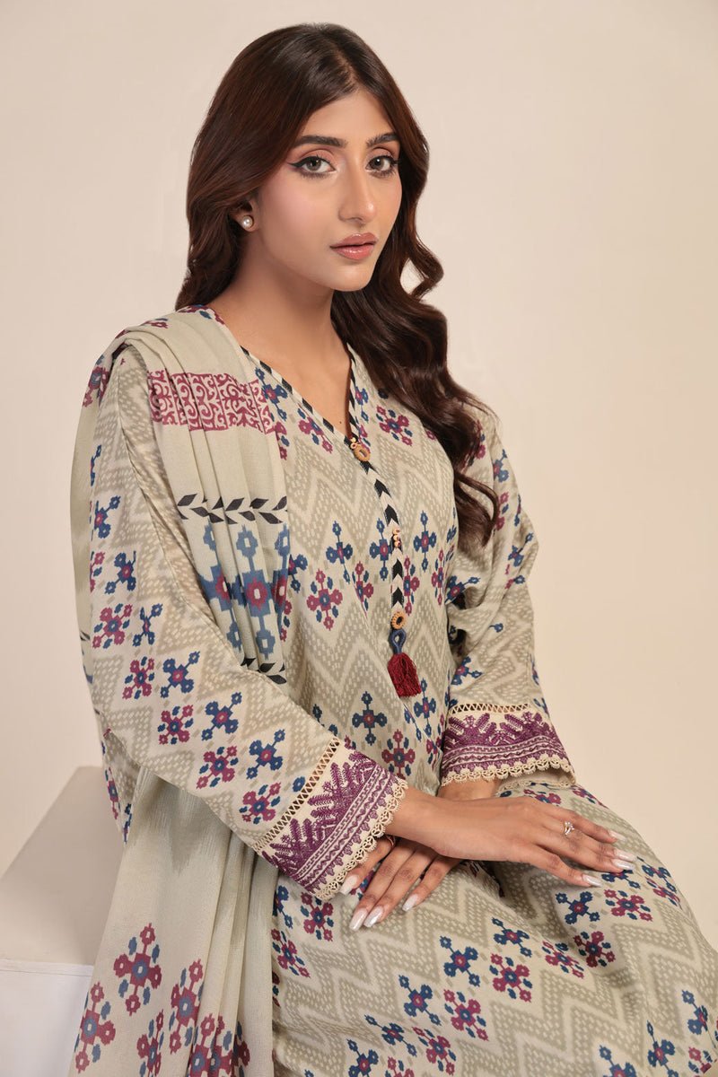 Ready To Wear Bonanza 3 Piece Digital Printed Lawn Suit - 6S24U3P234-ETHNIC HUES
