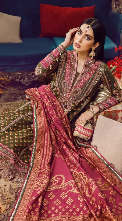 Anaya By Kiran Chaudhry 3 Piece Unstitched Embroidered Dobby Linen Suit - AEL22-02 NOUR